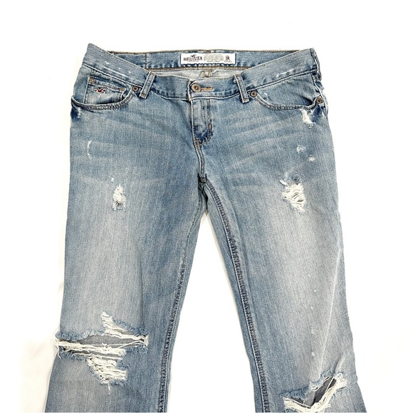 Hollister Light Wash Distressed Ripped Flare Jeans - Picture 3 of 8